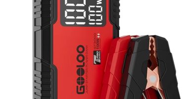 The image shows a GOOLOO GT3000 jump starter and it’s a simple graphic or photograph.