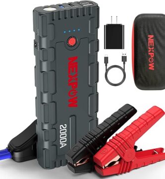 The image shows a NEXPOW G17 jump starter and it’s a simple graphic or photograph.