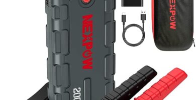 The image shows a NEXPOW G17 jump starter and it’s a simple graphic or photograph.