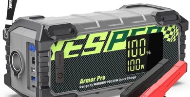 The image shows a YESPER ARMOR PRO 2500A jump starter and it’s a simple graphic or photograph.