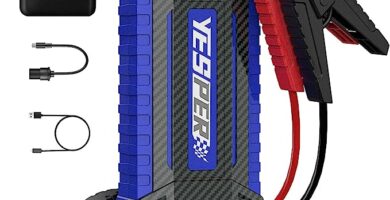 The image shows a YESPER YJS40 jump starter and it’s a simple graphic or photograph.