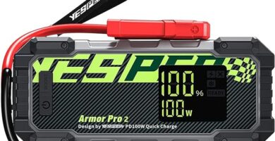 The image shows a YESPER ARMOR PRO2 jump starter and it’s a simple graphic or photograph.