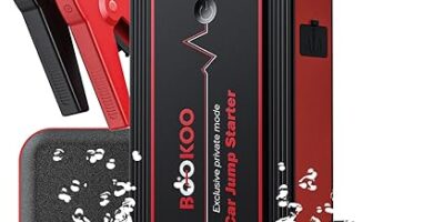 The image shows a BOOKOO H9 jump starter and it’s a simple graphic or photograph.