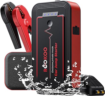 The image shows a BOOKOO H9 jump starter and it’s a simple graphic or photograph.